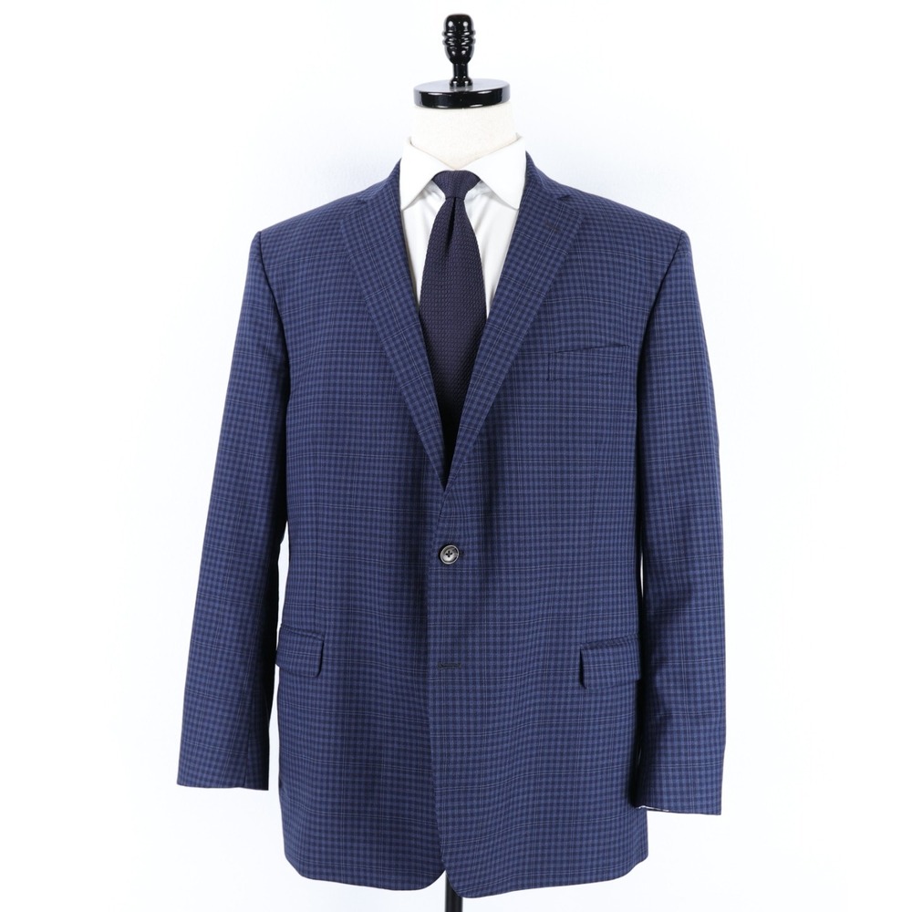 Brooks Brothers Regent Fit Wool Sport Coat Blazer Size 46R Blue Checks Plaid
